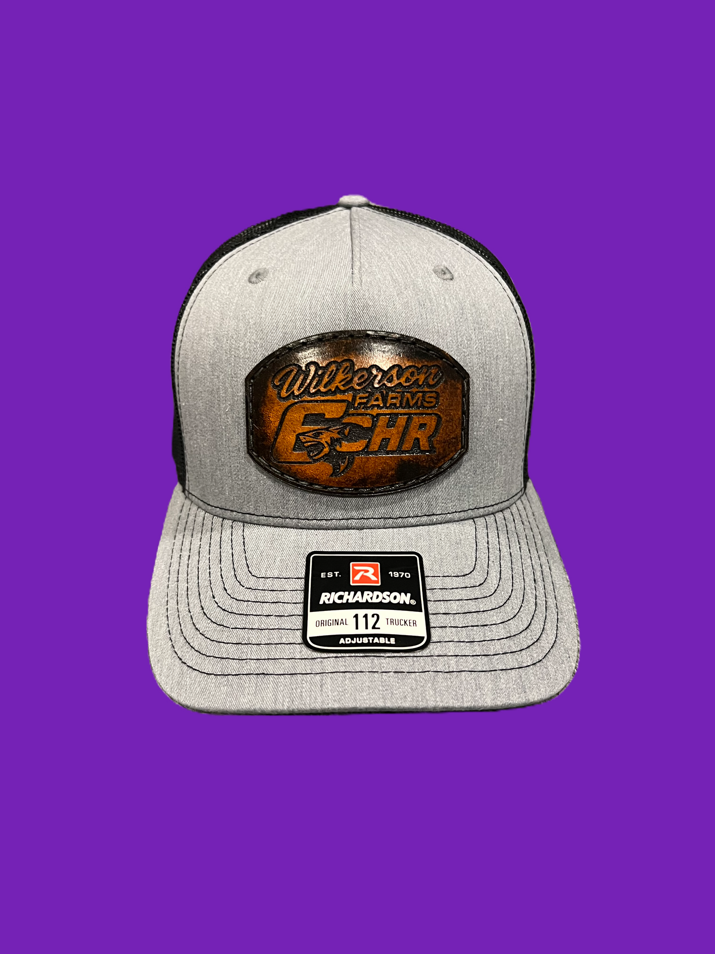 Clay Harris 6 Genuine Leather Wilkerson Farms Grey/Blk Richardson 112 Hat