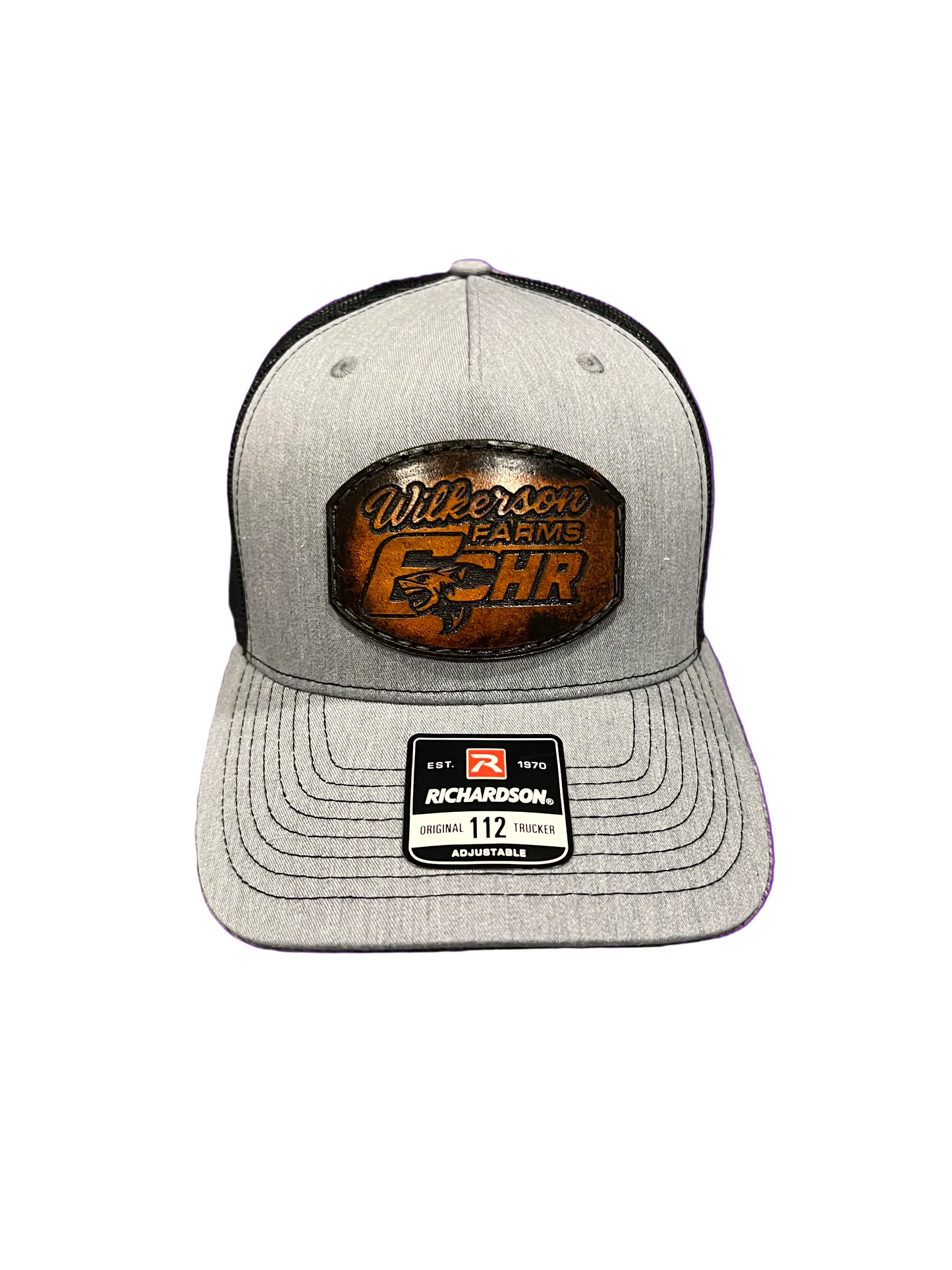 Clay Harris 6 Genuine Leather Wilkerson Farms Grey/Blk Richardson 112 Hat