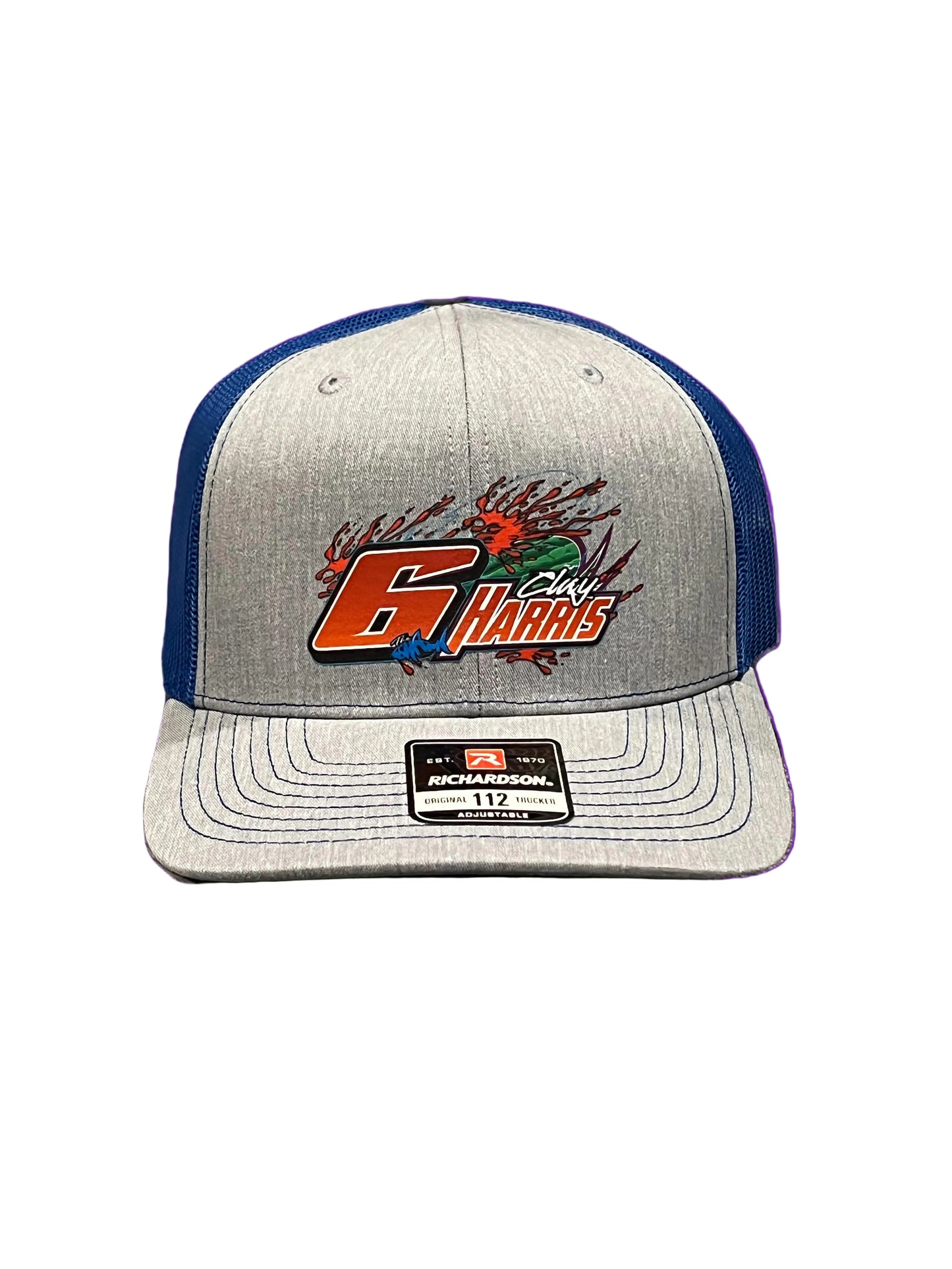 Clay Harris 6 Watermelon Front Grey/Royal Blue Richardson 112 Hat