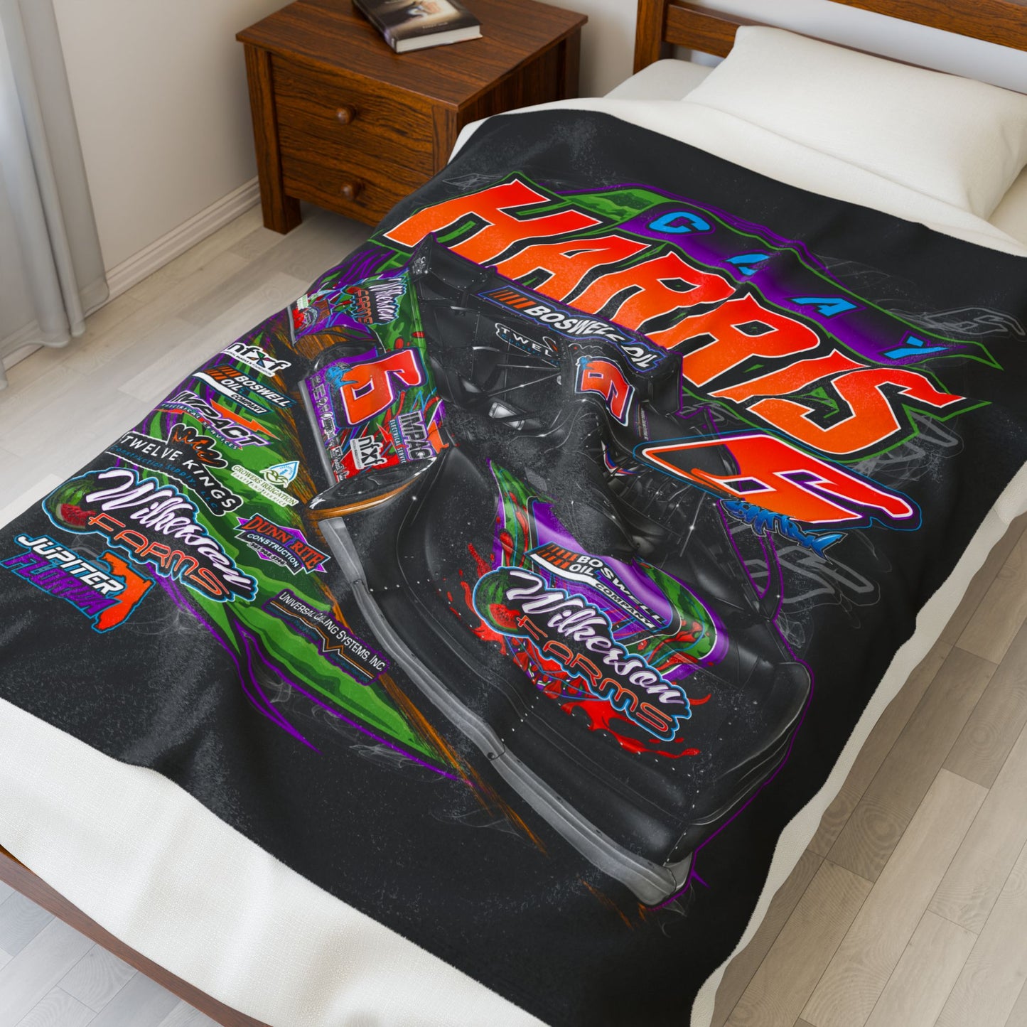 Velveteen Plush Blanket — Clay Harris #6 Racecar Throw