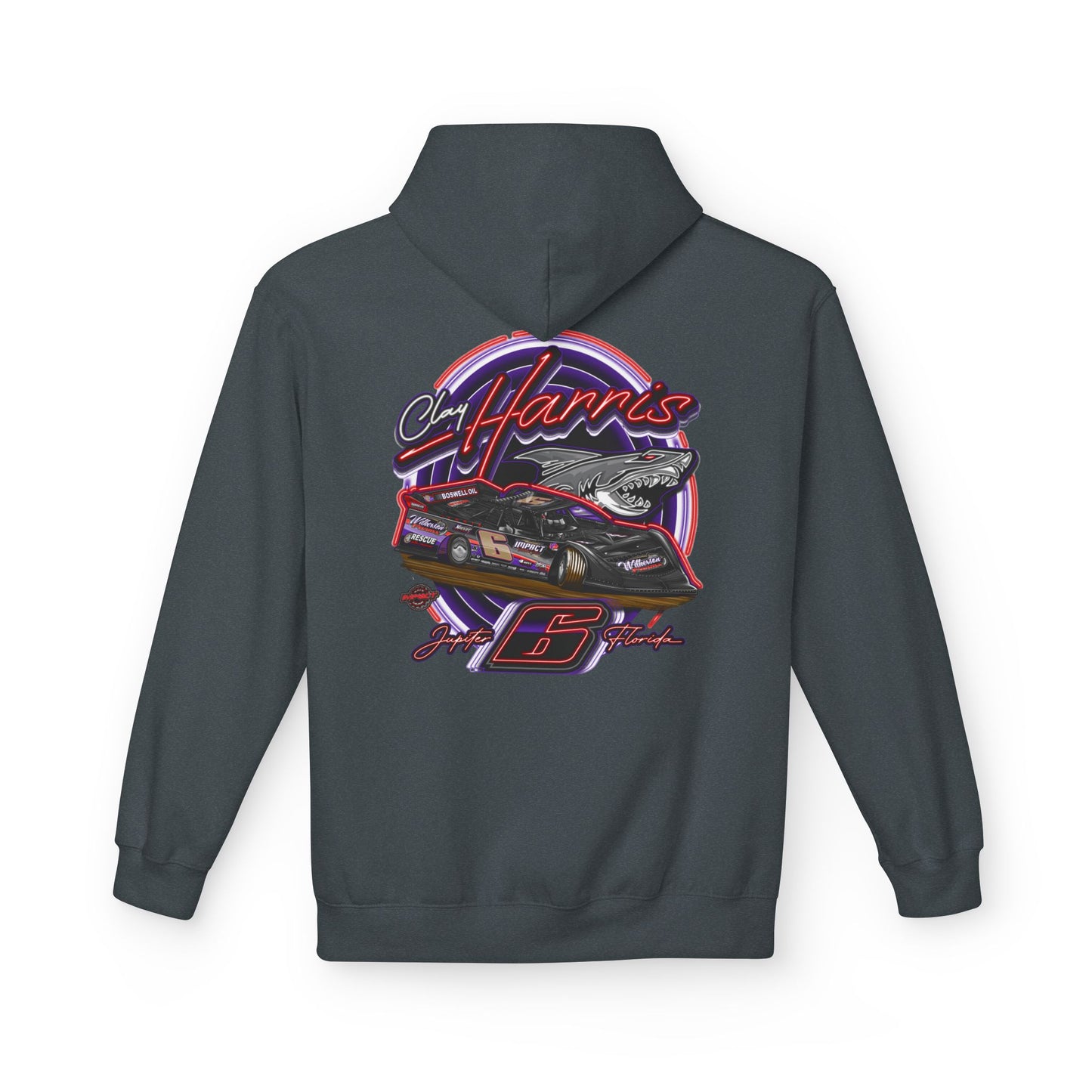 Unisex Fleece Hoodie Clay Harris Racing– Perfect for Motorsports Fans, Cool Weather Gear, Birthday Gift, Race Day Apparel, Unisex Hoodie
