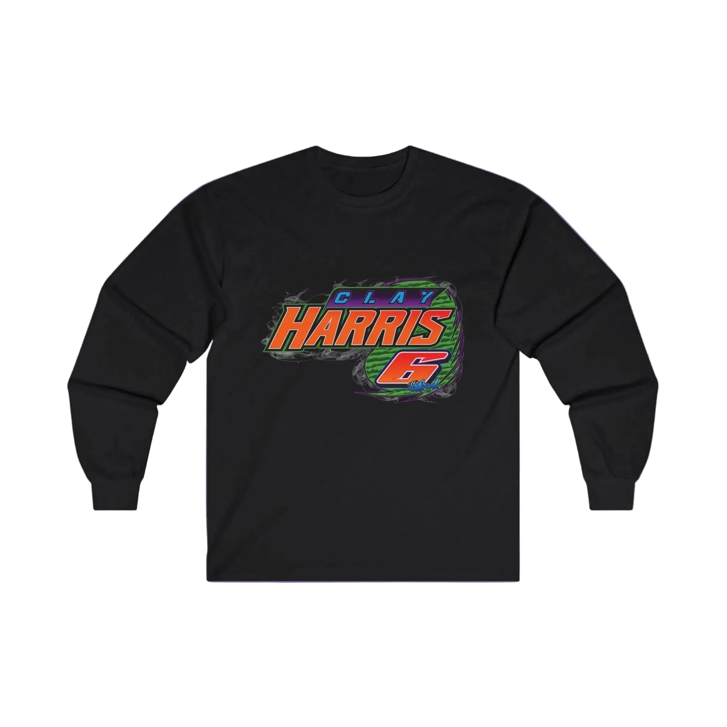 Adult Long Sleeve Tee — Clay Harris Racing Graphic (Car & #6 Design)