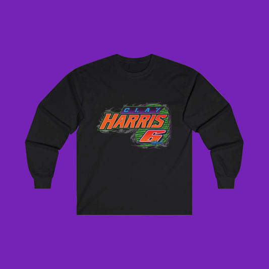 Adult Long Sleeve Tee — Clay Harris Racing Graphic (Car & #6 Design)