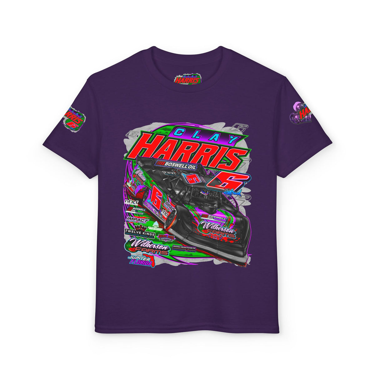 Clay Harris #6 Youth Racing T‑Shirt – Neon Late Model Dirt Track Design-Shop Clay Harris Racing