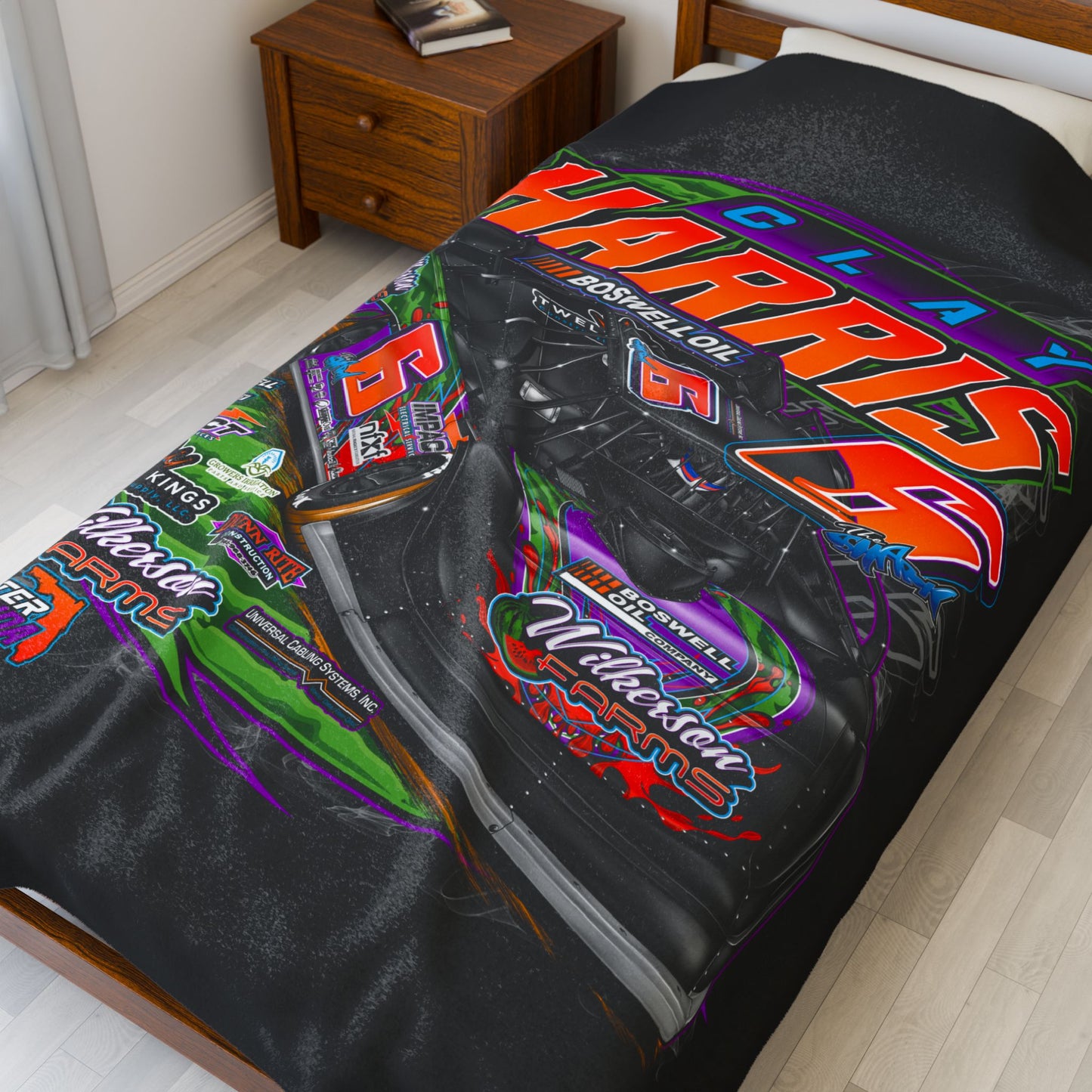 Velveteen Plush Blanket — Clay Harris #6 Racecar Throw