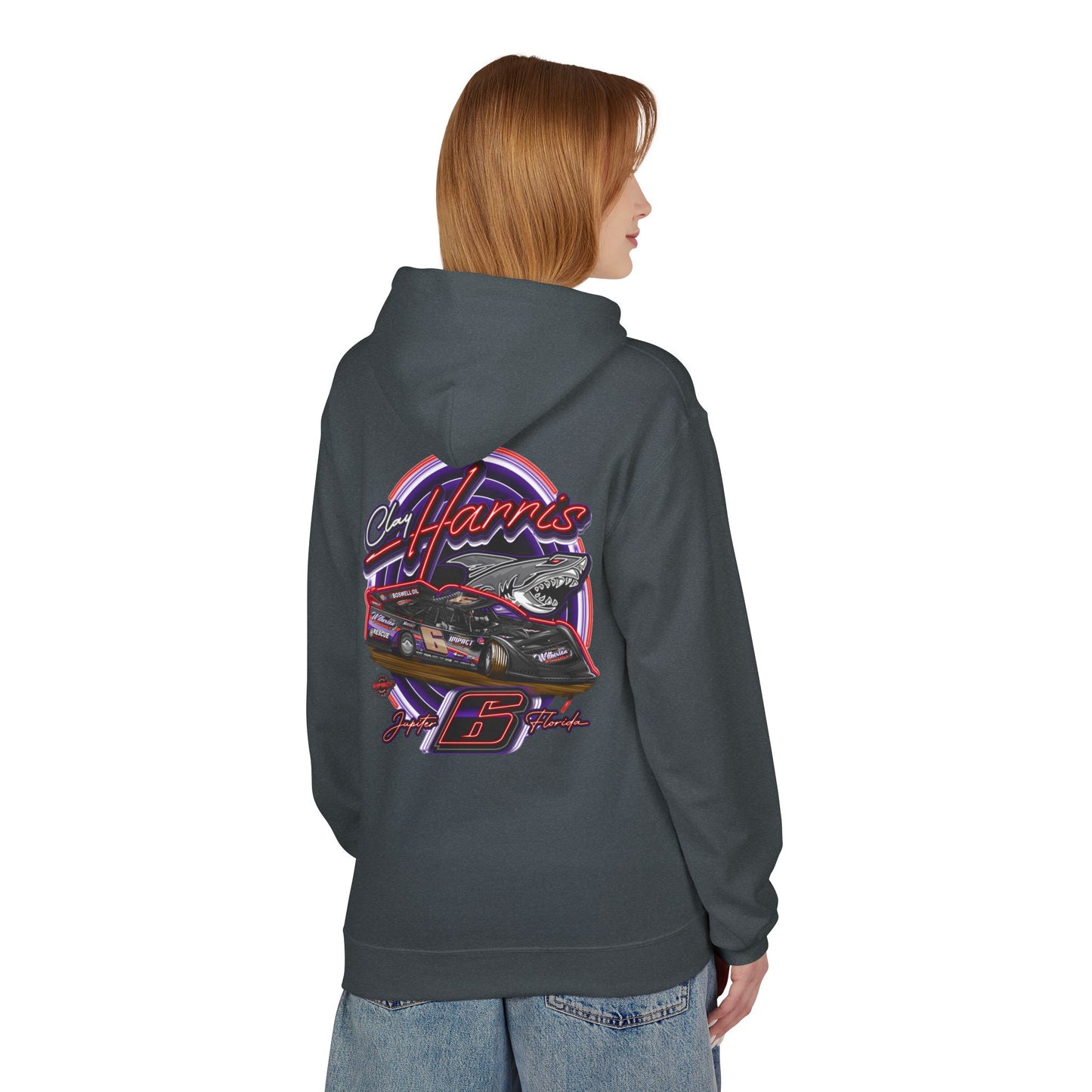 Unisex Fleece Hoodie Clay Harris Racing– Perfect for Motorsports Fans, Cool Weather Gear, Birthday Gift, Race Day Apparel, Unisex Hoodie