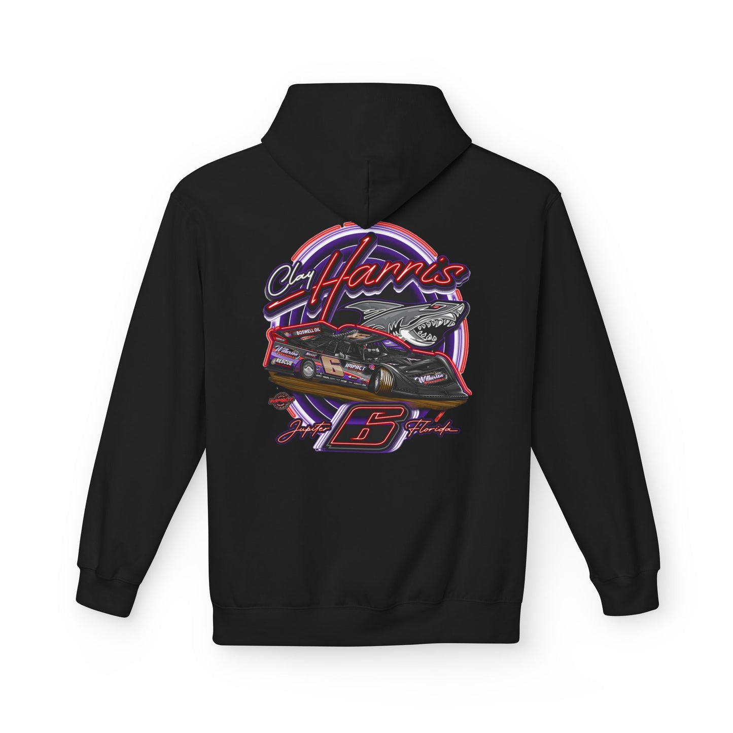 Unisex Fleece Hoodie Clay Harris Racing– Perfect for Motorsports Fans, Cool Weather Gear, Birthday Gift, Race Day Apparel, Unisex Hoodie
